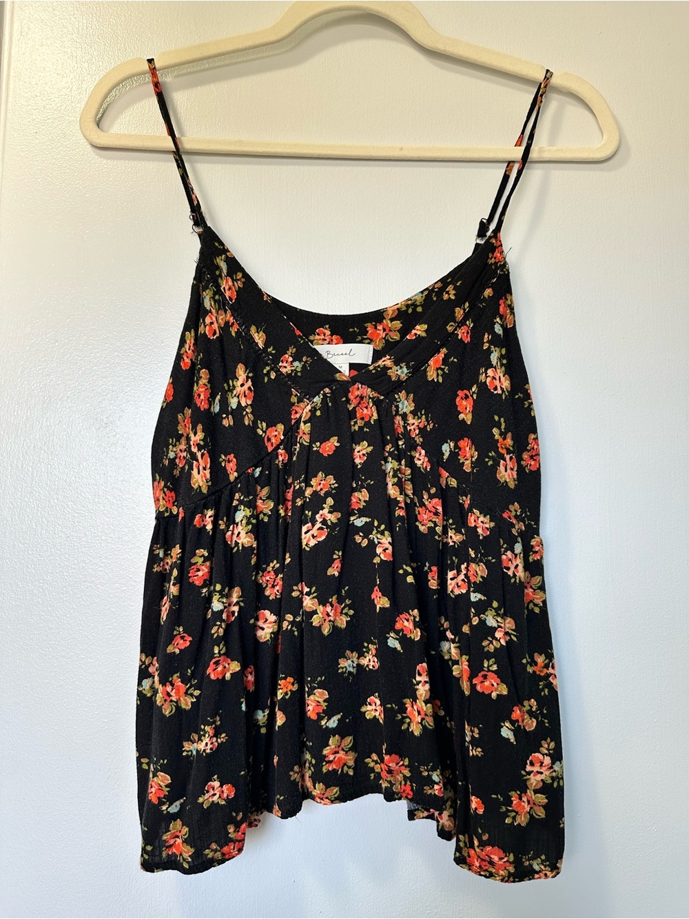 Women's Black Floral Spaghetti Strap Camisole
